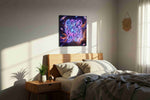 Galactic Positivity motivational canvas print, displayed in a bedroom
