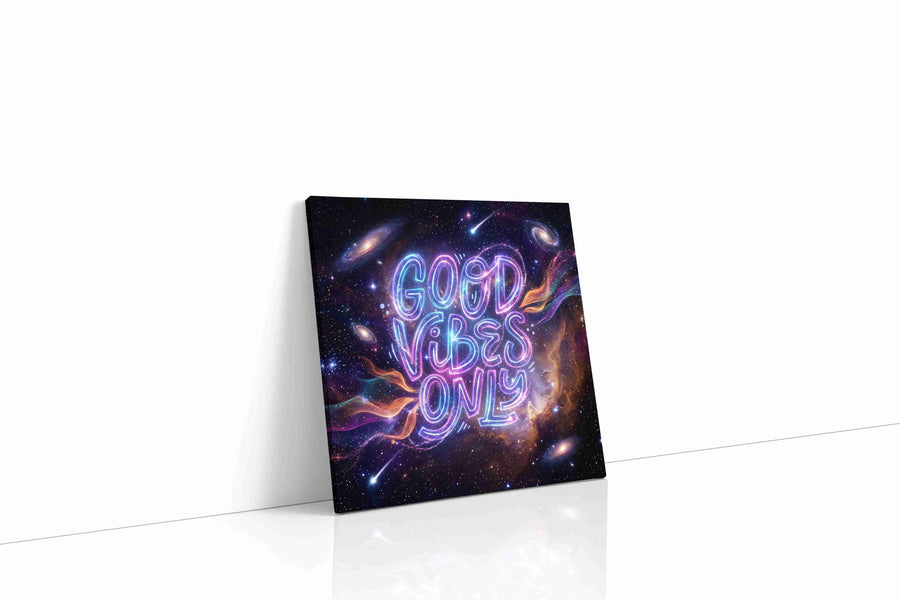 Galactic Positivity motivational canvas print, gallery-wrapped, ready to hang