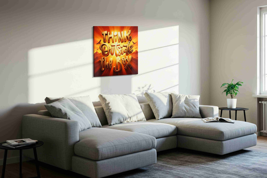 Golden Horizon Inspiration motivational canvas print, displayed in a living room