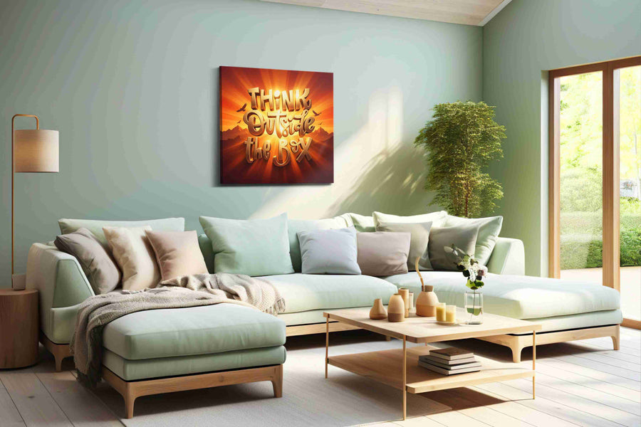 Golden Horizon Inspiration motivational canvas print shown in a wall scene