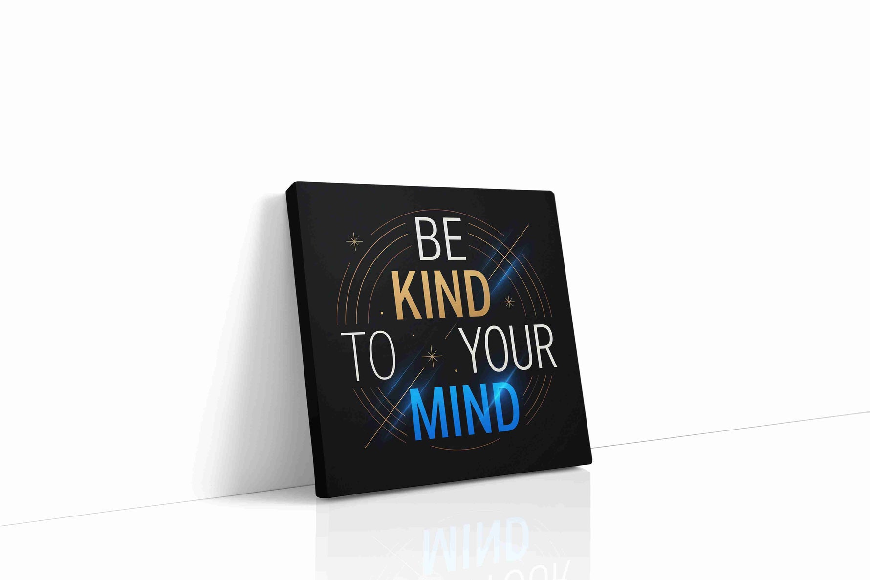Golden Mindfulness motivational canvas print, gallery-wrapped, ready to hang