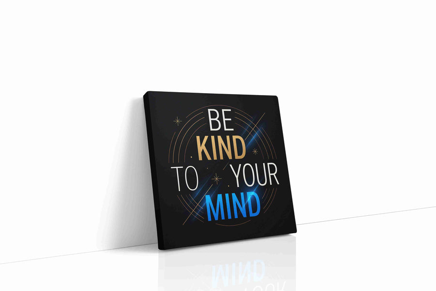 Golden Mindfulness motivational canvas print, gallery-wrapped, ready to hang