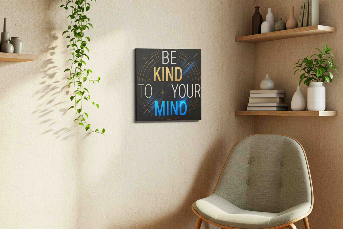 Golden Mindfulness - Motivational Wall Art, Inspirational Canvas Print, Office Decor