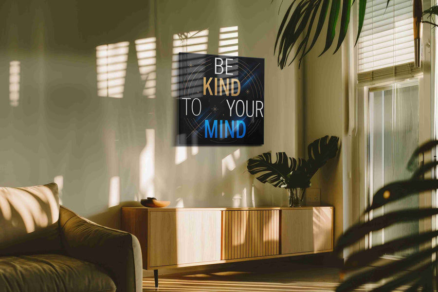 Golden Mindfulness motivational canvas print, on wall, lifestyle preview