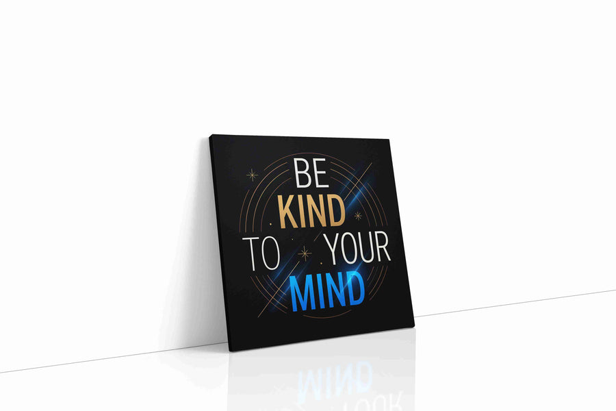 Golden Mindfulness motivational canvas print gallery-wrapped square canvas studio shot