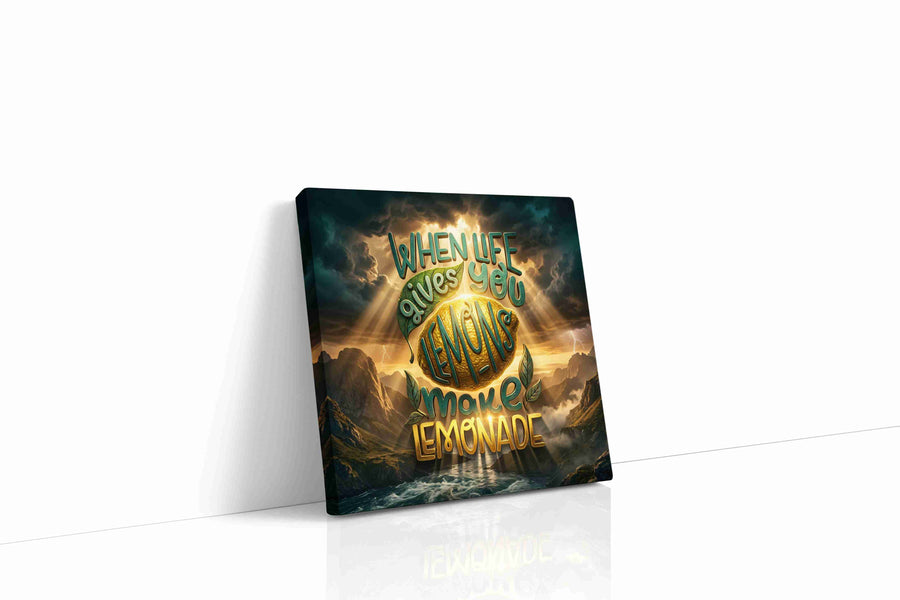 Lemonade Radiance motivational canvas print gallery-wrapped square canvas studio shot
