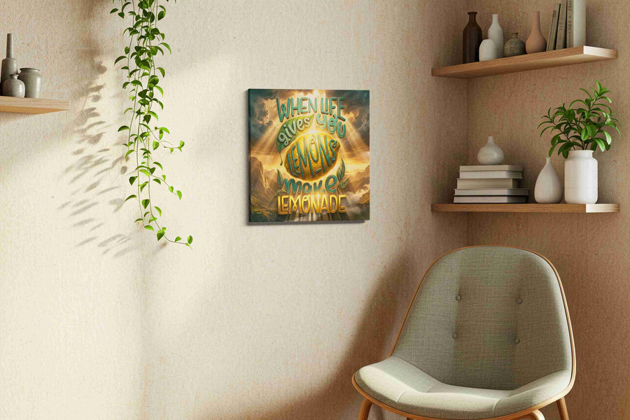 Lemonade Radiance motivational canvas print, displayed in a living room