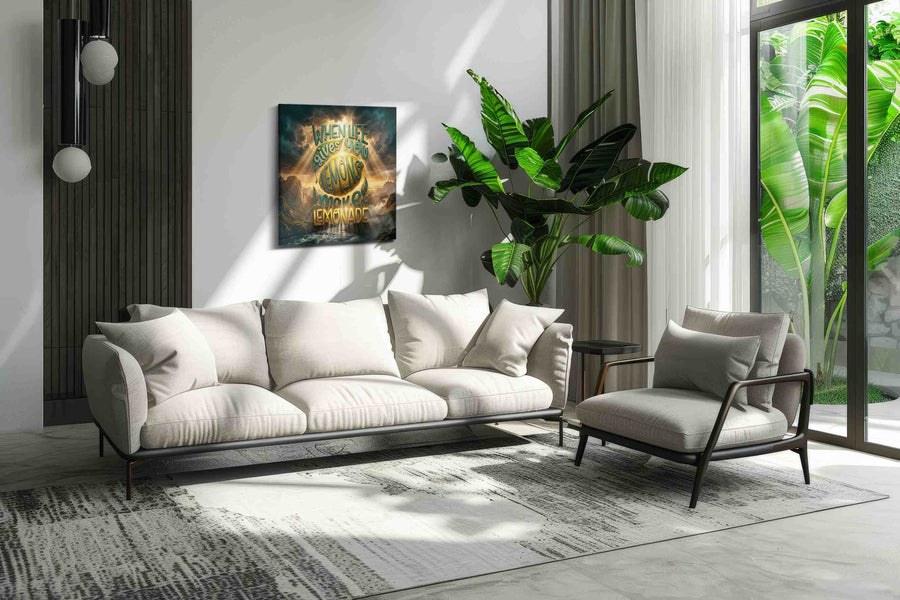 Lemonade Radiance motivational canvas print, on wall, lifestyle preview