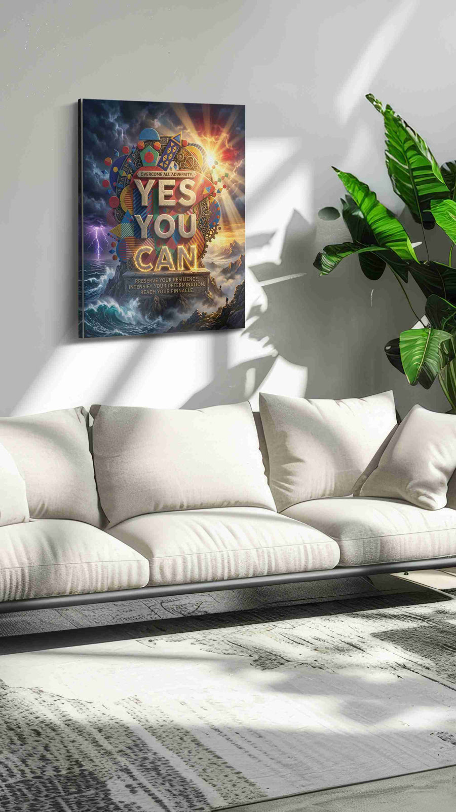 Overcoming the Elements motivational canvas print, on wall, lifestyle preview