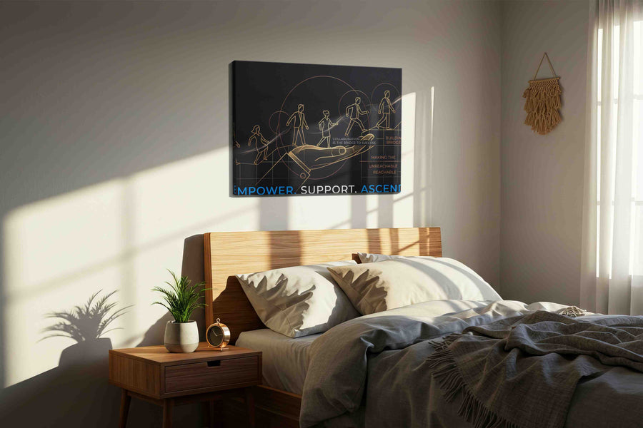 Pathway to Success motivational canvas print, displayed in a bedroom