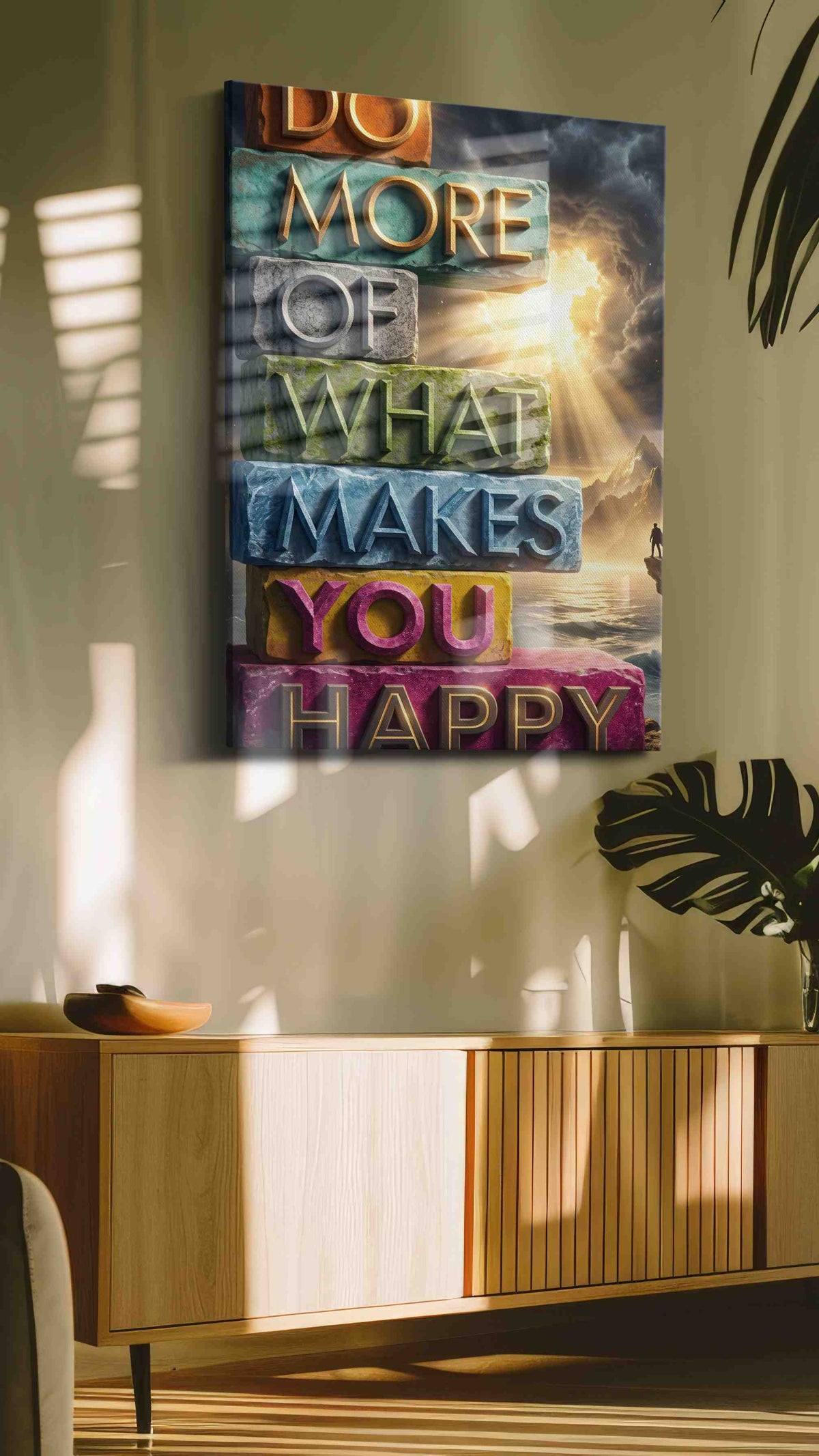Pillars of Joyful Reflection motivational canvas print in a hung canvas mockup