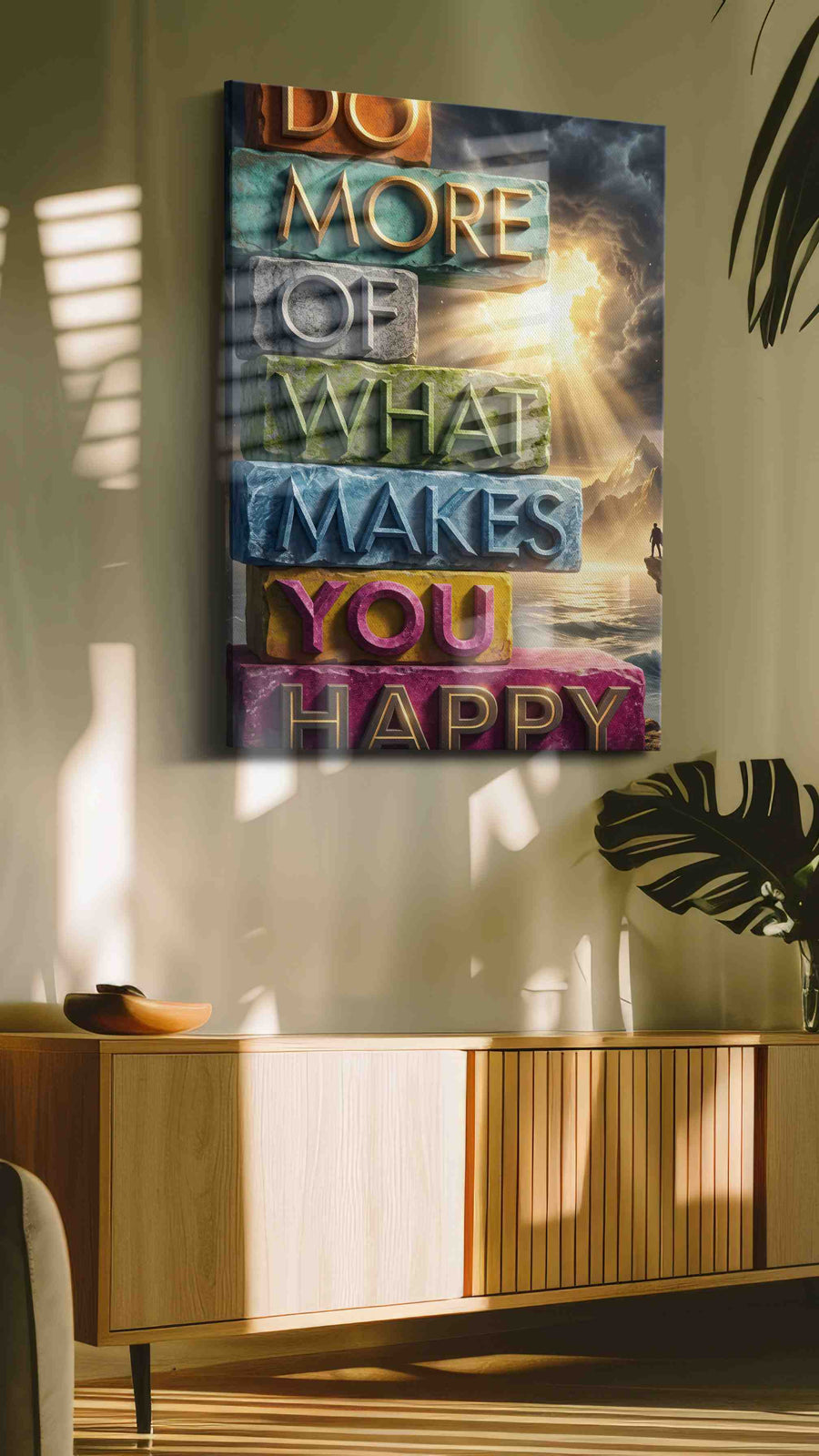 Pillars of Joyful Reflection motivational canvas print in a hung canvas mockup