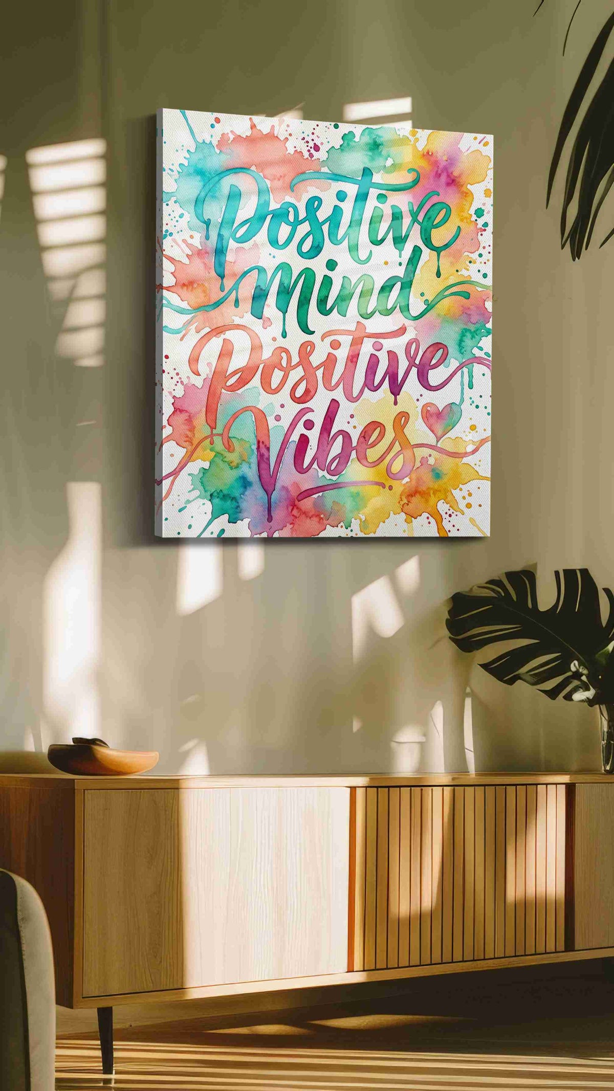 Radiant Positivity Splash motivational canvas print, on wall, lifestyle preview