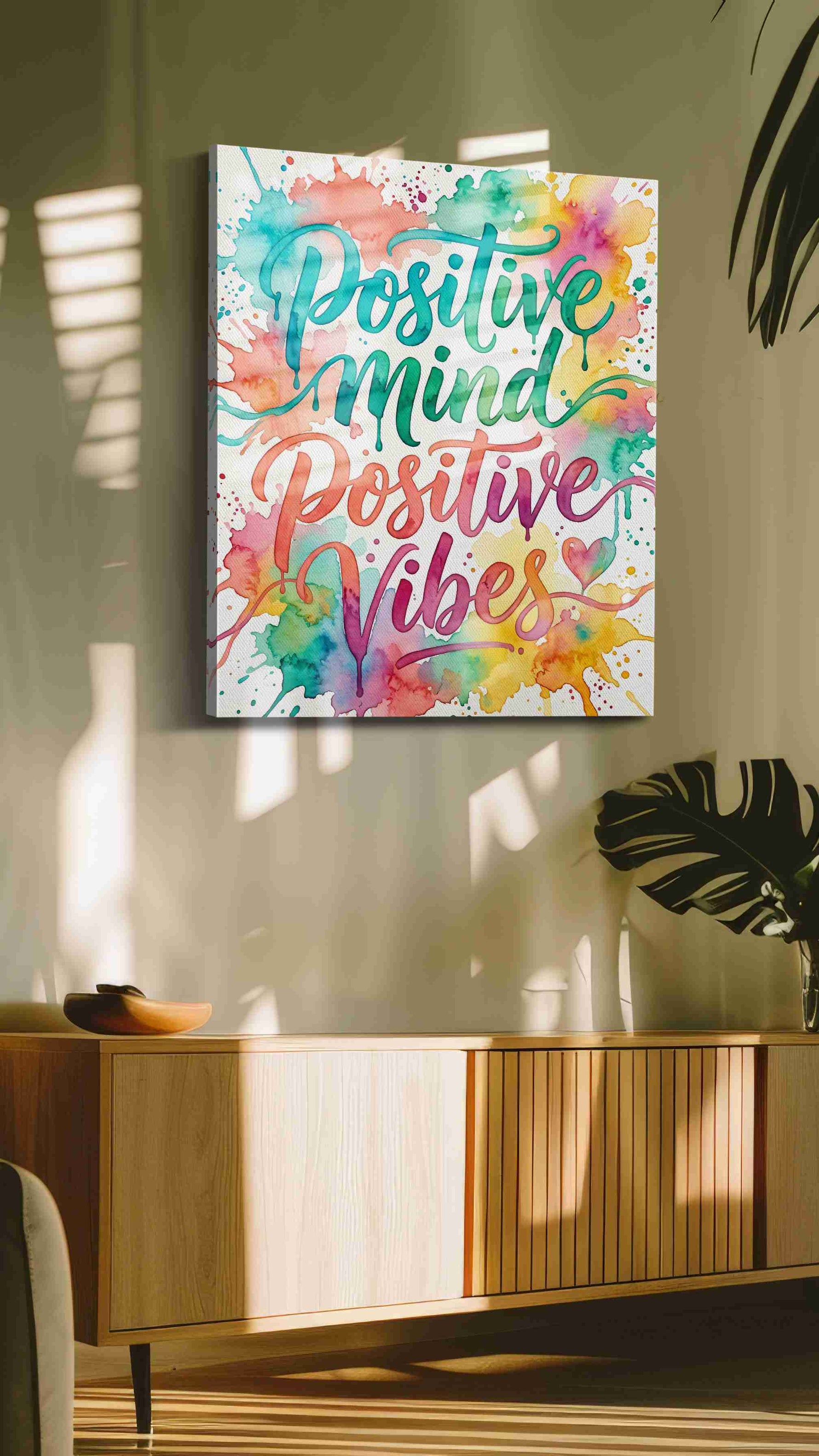 Radiant Positivity Splash motivational canvas print, on wall, lifestyle preview