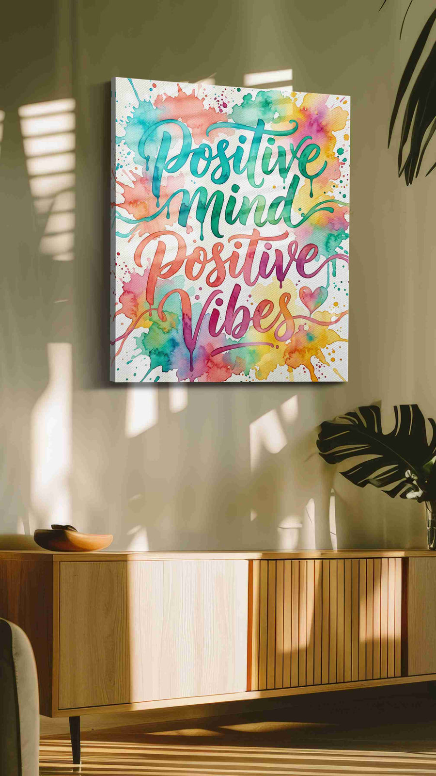 Radiant Positivity Splash motivational canvas print, on wall, lifestyle preview