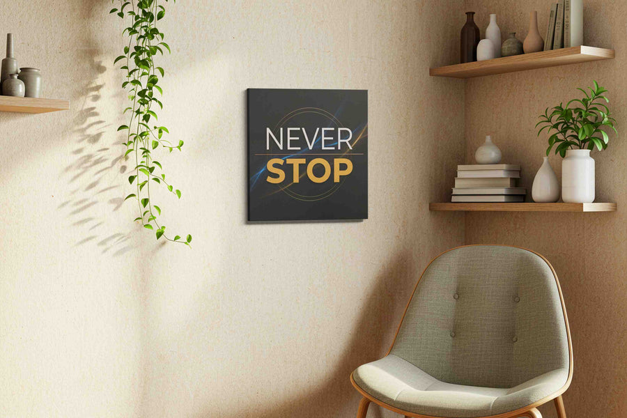 Relentless Ambition motivational canvas print in a living room scene