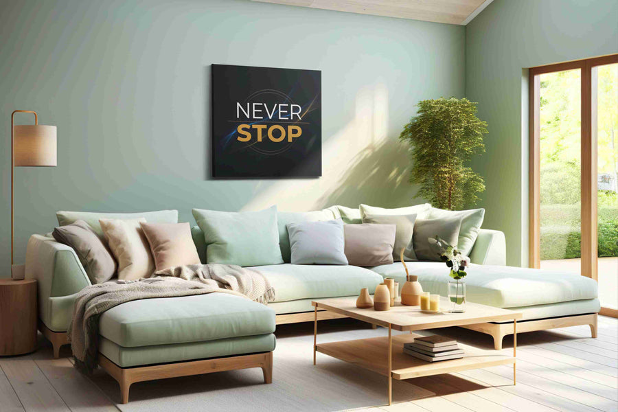 Relentless Ambition motivational canvas print, hanging on wall