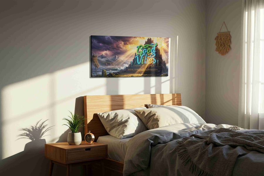 Resilience Fortress motivational canvas print, displayed in a bedroom