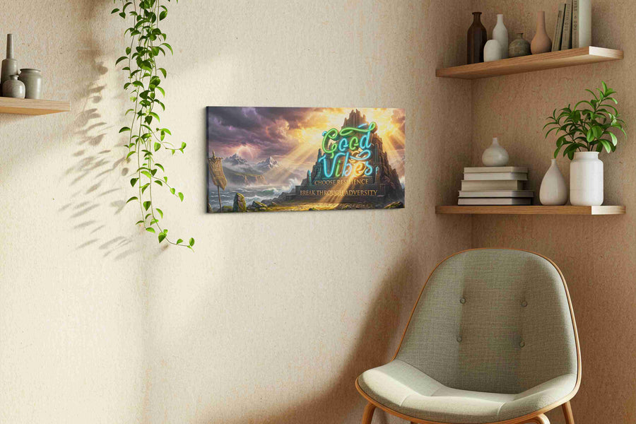 Resilience Fortress motivational canvas print, displayed in a living room