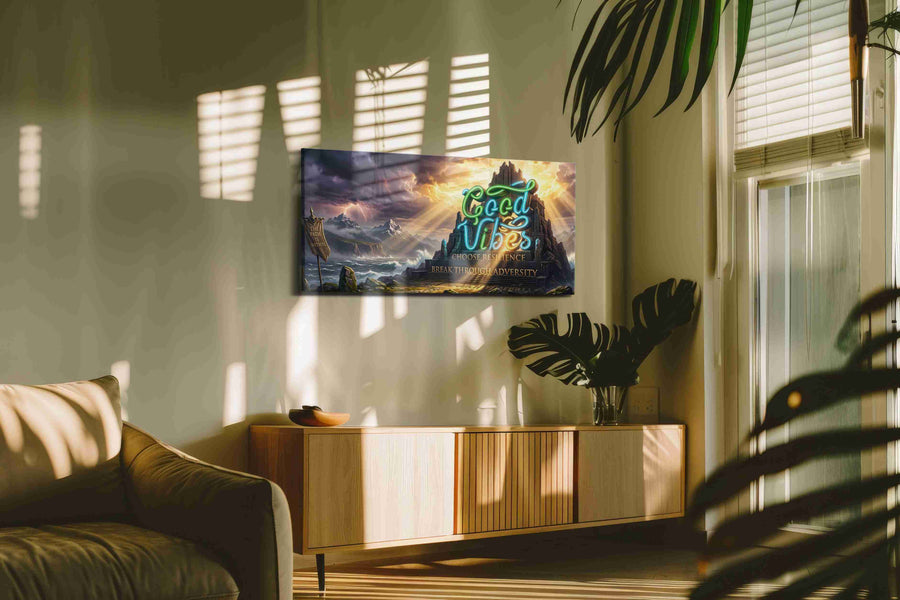 Resilience Fortress motivational canvas print in a contemporary interior mockup