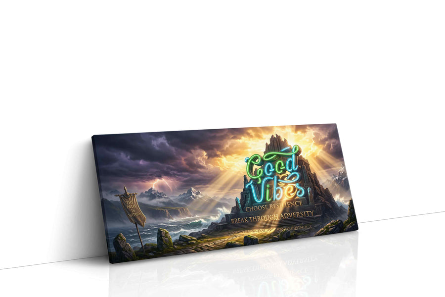 Resilience Fortress motivational canvas print gallery-wrapped landscape canvas studio shot