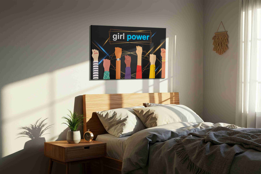 Rise of Empowerment motivational canvas print, displayed in a bedroom