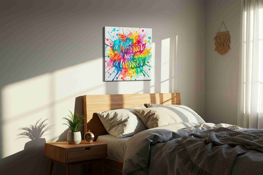 Splash of Courage motivational canvas print, displayed in a bedroom