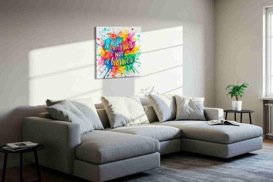 Splash of Courage motivational canvas print, displayed in a living room
