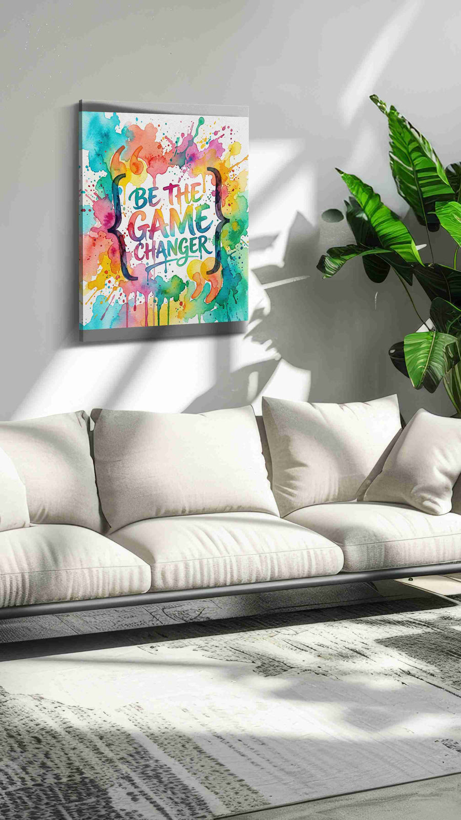 Splash of Motivation motivational canvas print in a modern interior mockup