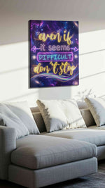 Stellar Perseverance motivational canvas print, displayed in a living room