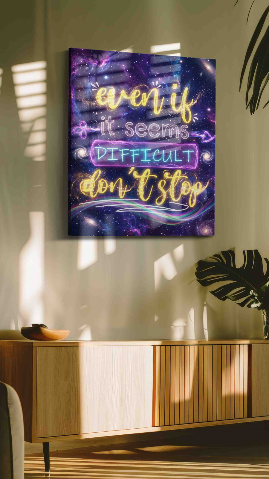 Stellar Perseverance motivational canvas print, on wall, lifestyle preview