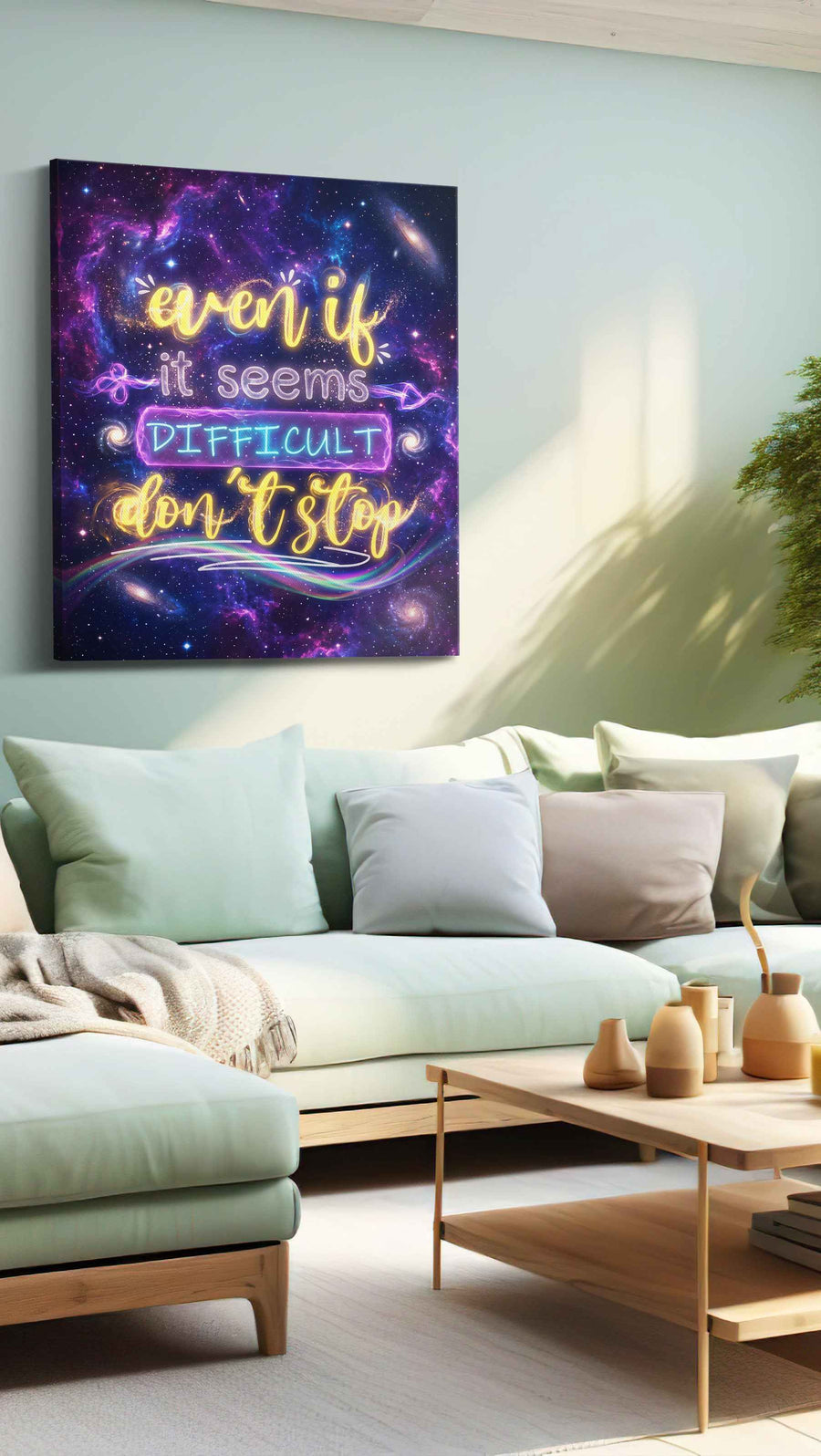 Stellar Perseverance motivational canvas print, hanging on wall