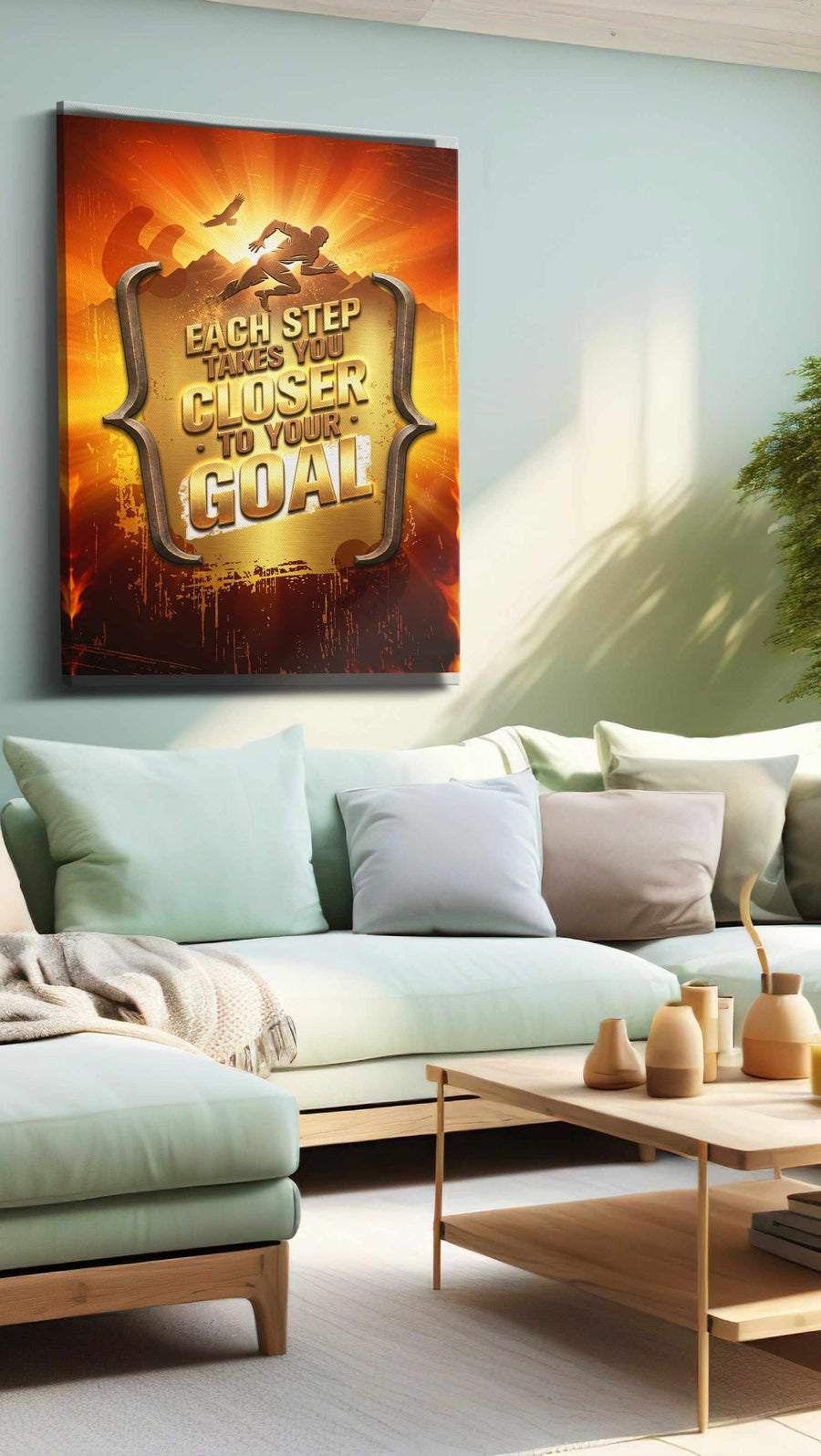 Steps Towards Glory motivational canvas print, hanging on wall