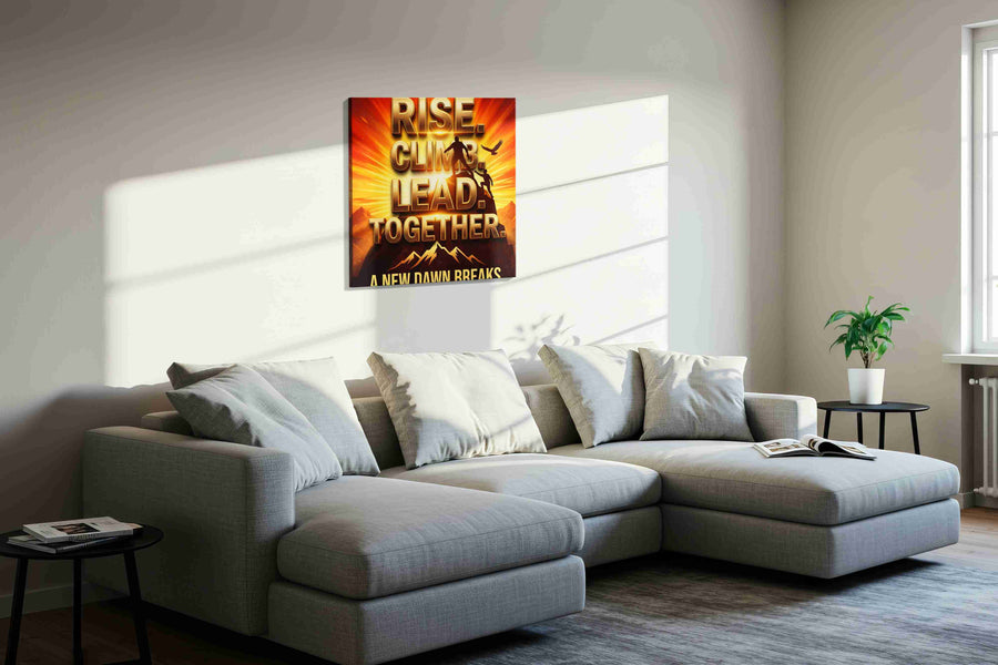 Summit of Dreams motivational canvas print in a living room scene