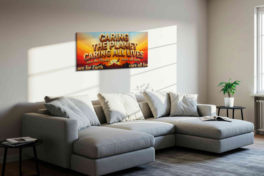 Sunrise of Unity motivational canvas print, displayed in a living room