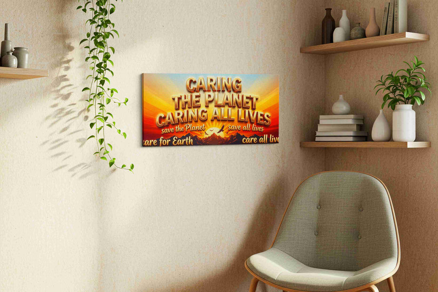 Sunrise of Unity motivational canvas print in a living room scene