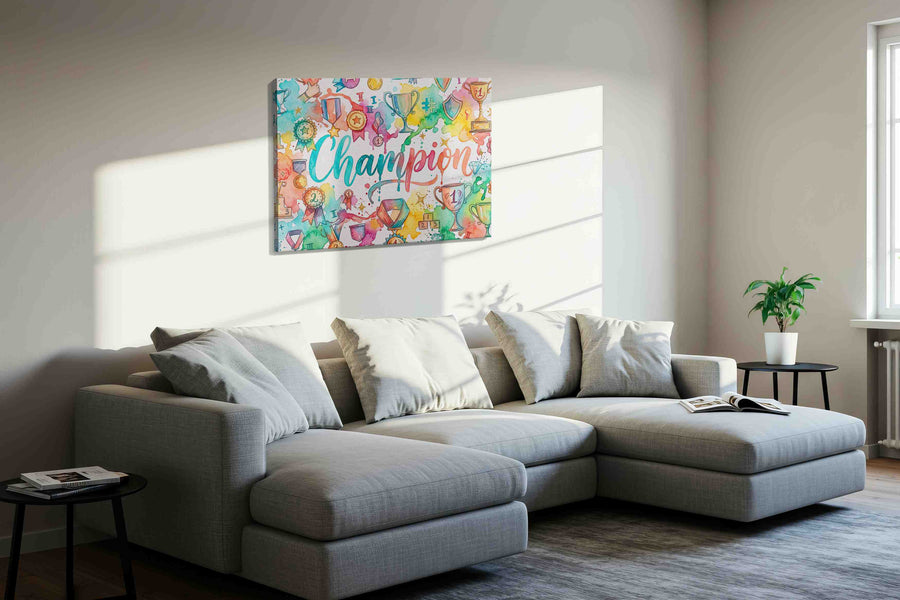 The Triumph Palette motivational canvas print in a living room scene