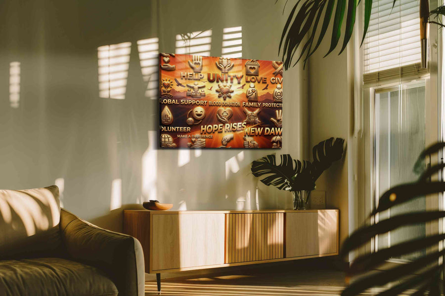 Unity and Hope Rising motivational canvas print, on wall, lifestyle preview