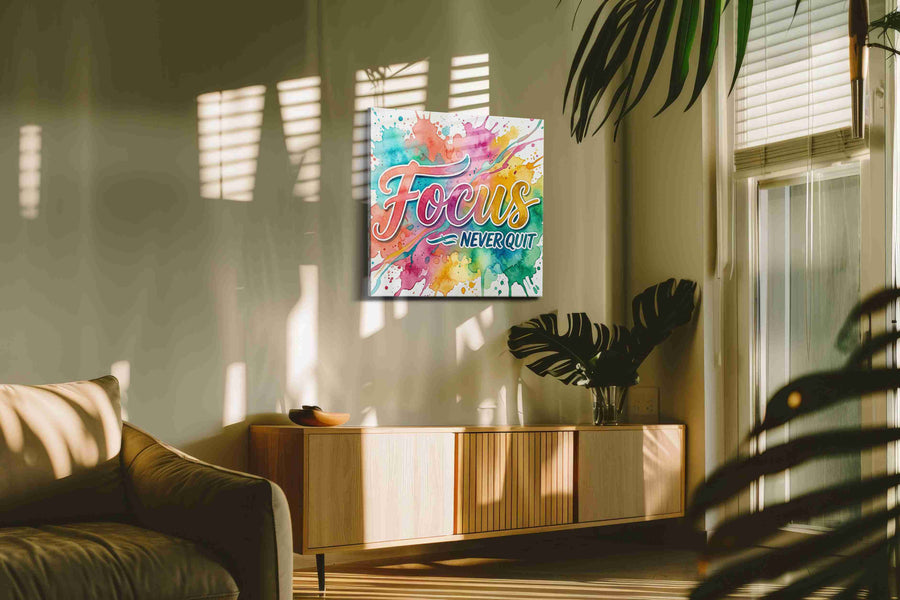Vibrant Determination motivational canvas print, on wall, lifestyle preview