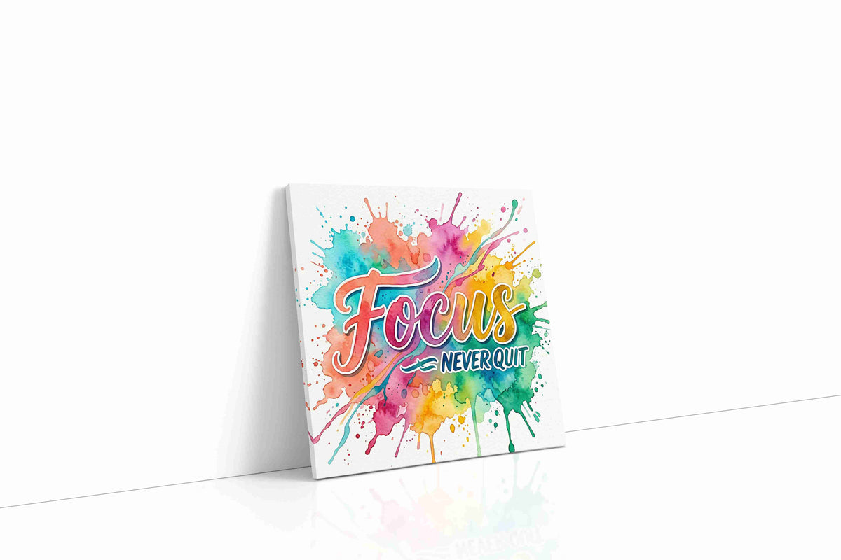 Vibrant Determination motivational canvas print gallery-wrapped square canvas studio shot