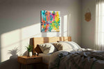 Vibrant Growth of Mindset motivational canvas print, displayed in a bedroom