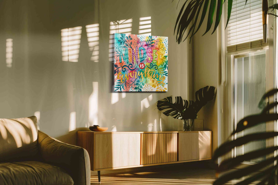 Vibrant Growth of Mindset motivational canvas print, on wall, lifestyle preview