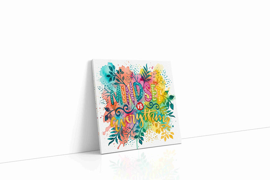 Vibrant Growth of Mindset motivational canvas print gallery-wrapped square canvas studio shot