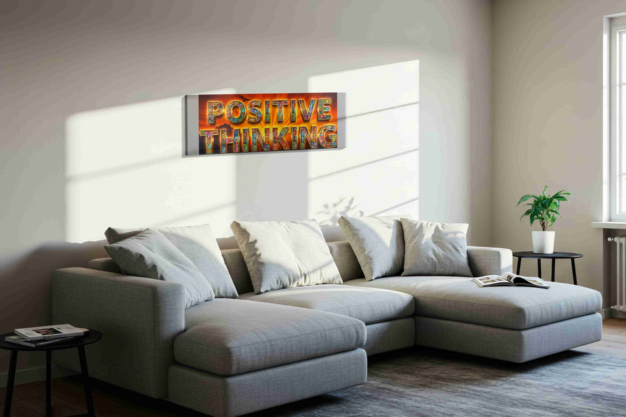 Vibrant Mindscape motivational canvas print in a living room scene