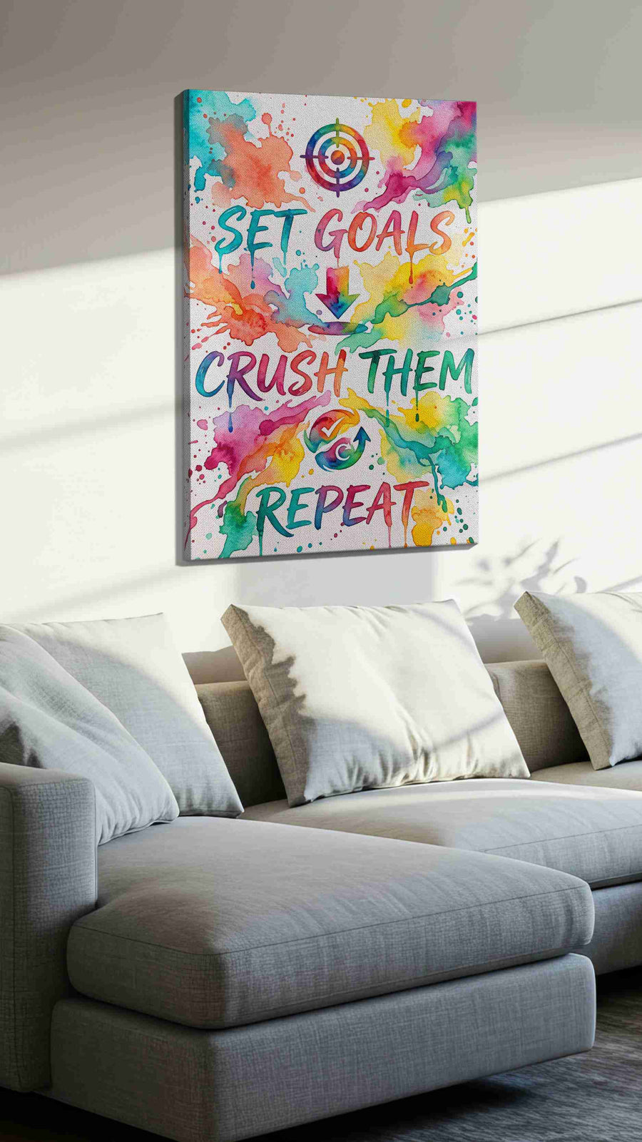 Vivid Ambition motivational canvas print, displayed in a living room