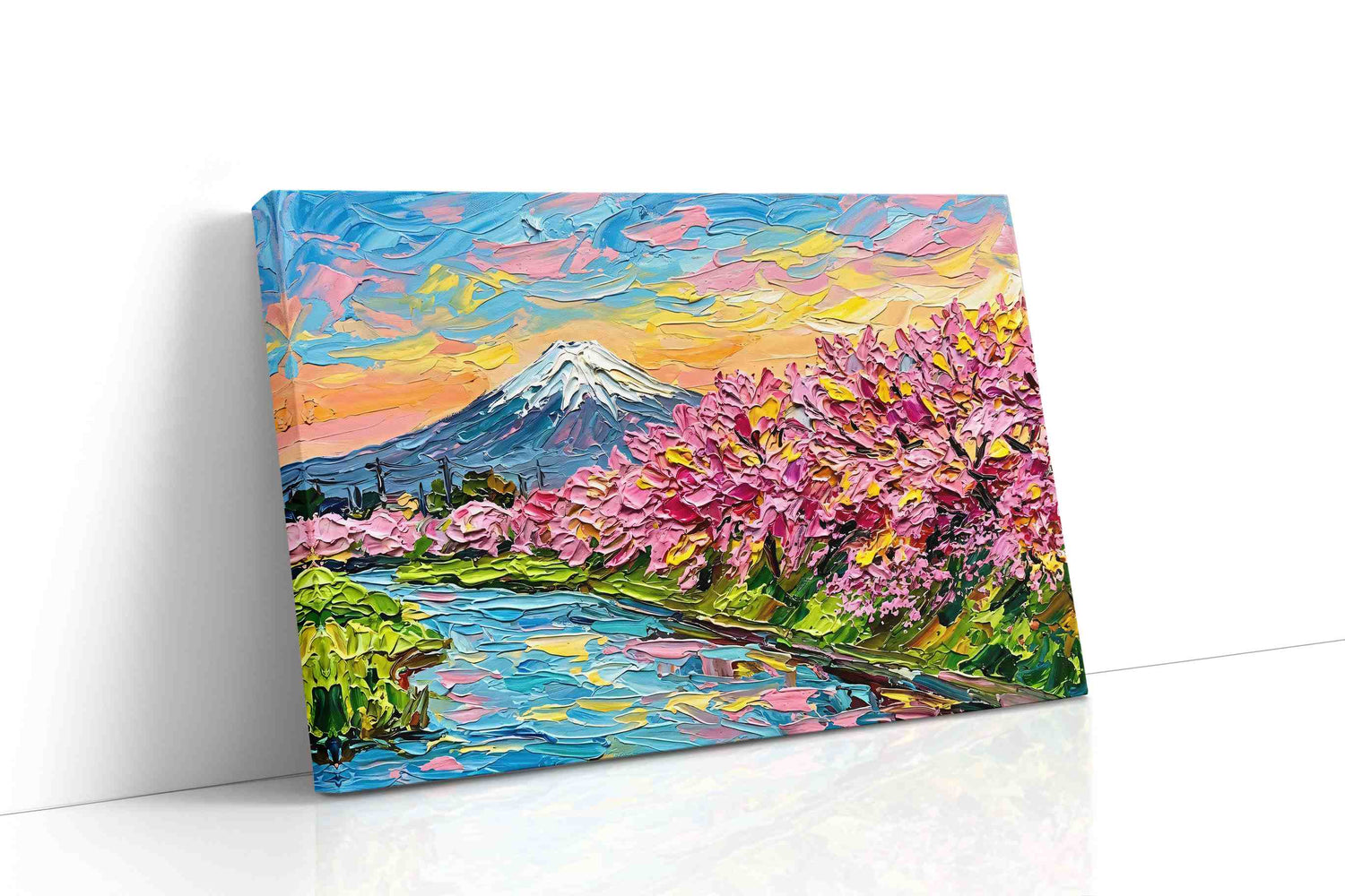 Blossoms by the Mountain spring canvas print, gallery-wrapped, ready to hang