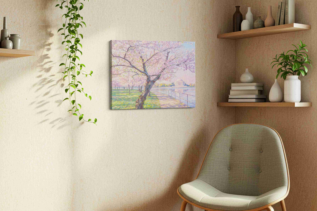 Blossoms of Tranquil Reflections - Spring, Spring Wall Art, Seasonal Canvas Print, Fresh Decor