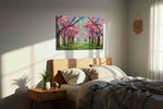 Blossoms of Tranquil Spring spring canvas print, displayed in a bedroom