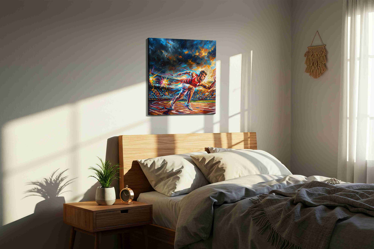 Blaze of Triumph - Sports Wall Art, Athletic Canvas Print, Man Cave Decor