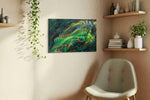 Dynamic Dive into Victory sports canvas print, displayed in a living room